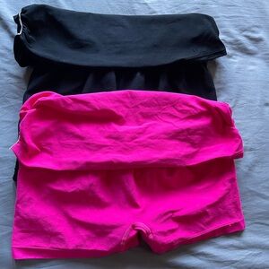 Black and Pink Tube Top exercise Shorts